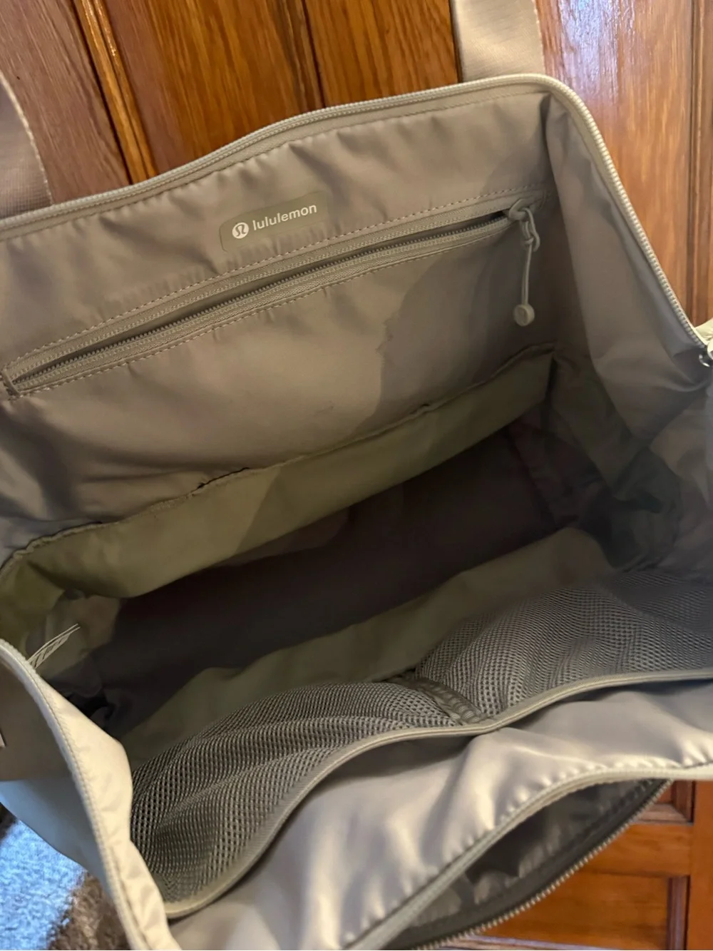 lululemon athletica Light Beige Canvas Tote with Front Pocket
